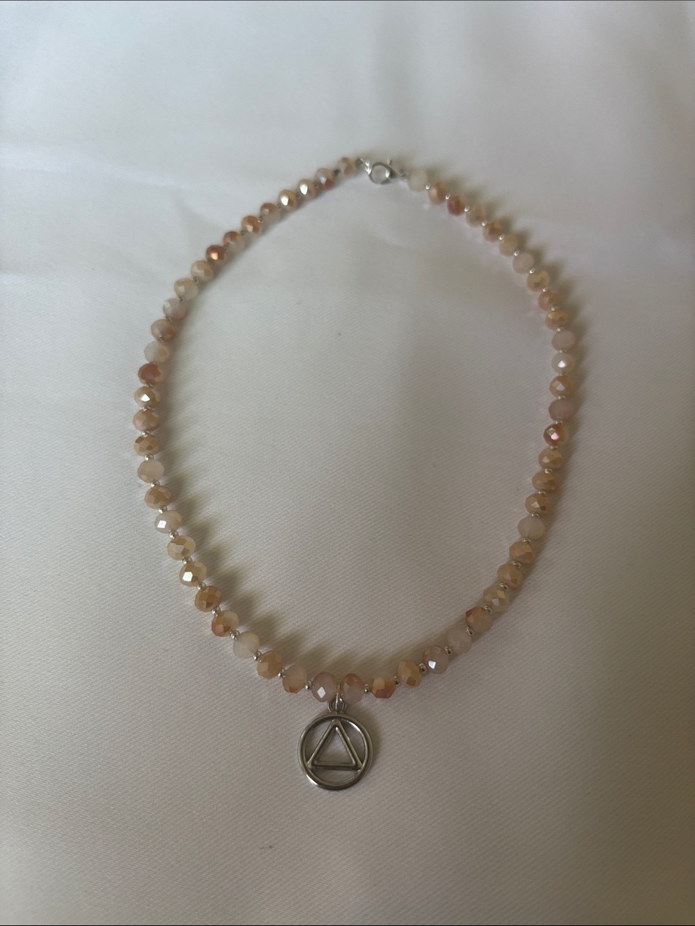 Crystal Pink Beaded AA choker necklace